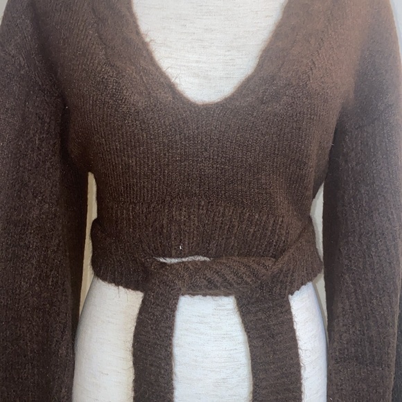 For Love and Lemons Amelia crop sweater brown size M NWT - Picture 8 of 11